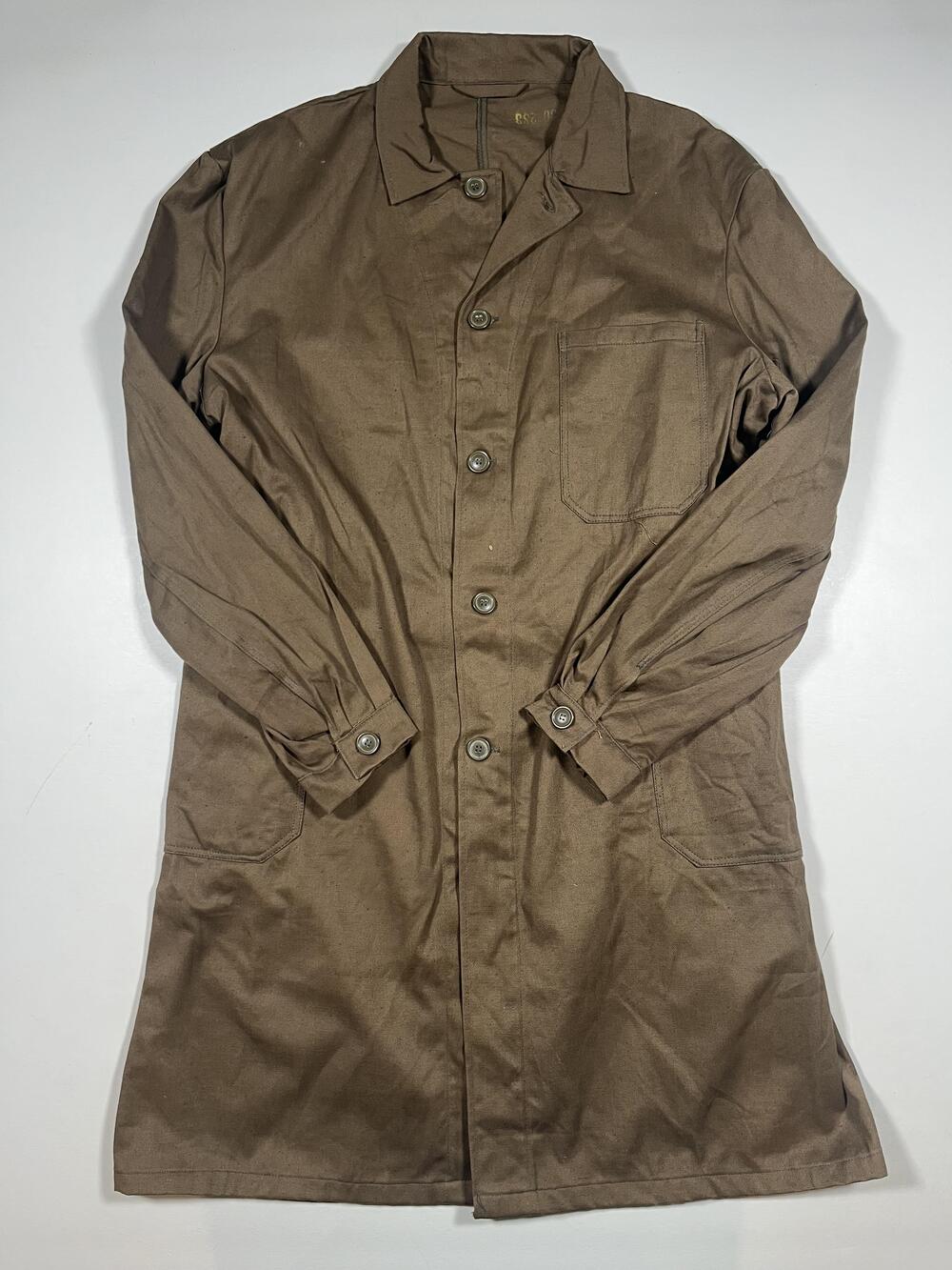 Vintage Brown Canvas Coat Mens Workwear Chore Overcoat Utility Read